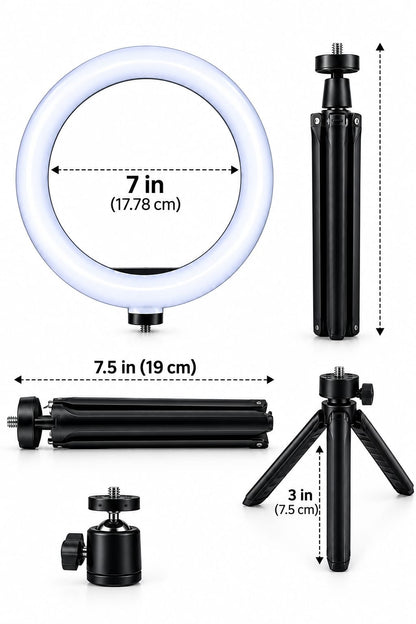 2 Ring Lights Bundle Tripod Stand Holder | 3 Modes + Brightness Levels