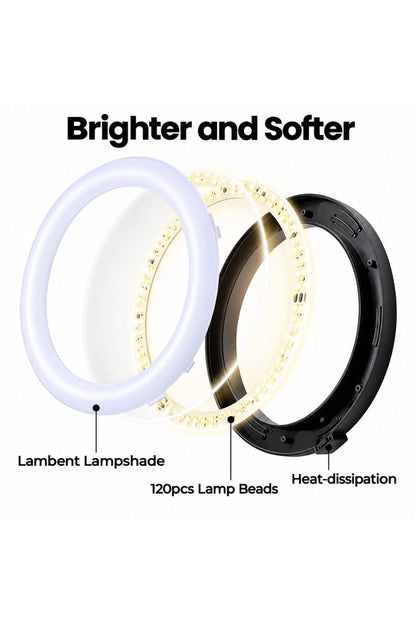 2 Ring Lights Bundle Tripod Stand Holder | 3 Modes + Brightness Levels