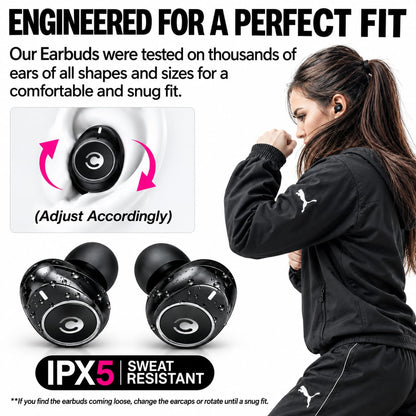 Clarium True Wireless Earbuds Black Music Calls Sport With Case
