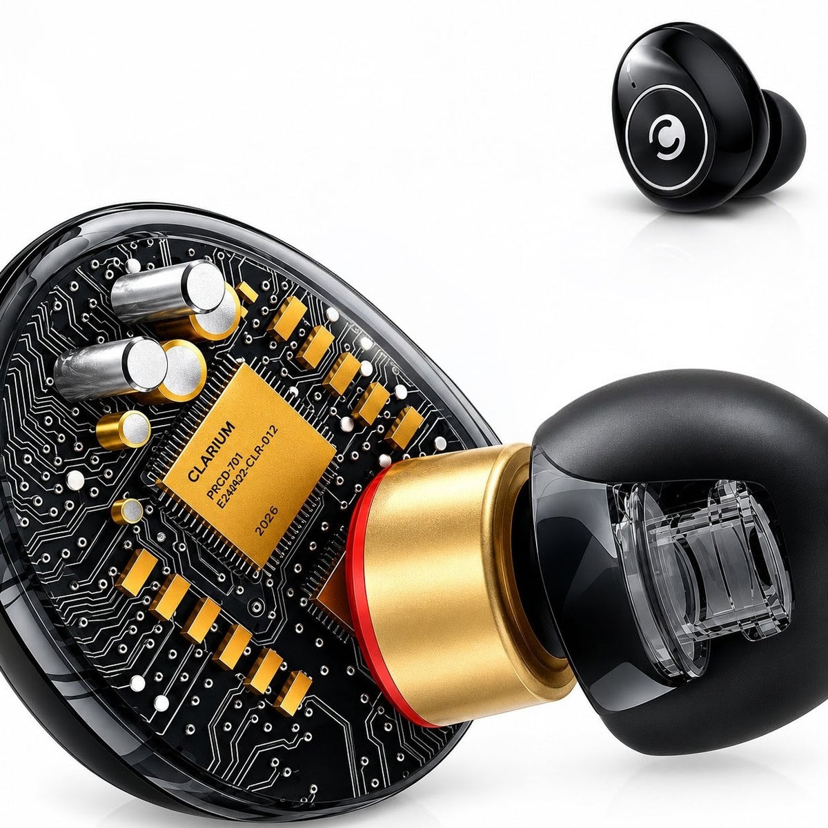 Clarium True Wireless Earbuds Black Music Calls Sport With Case
