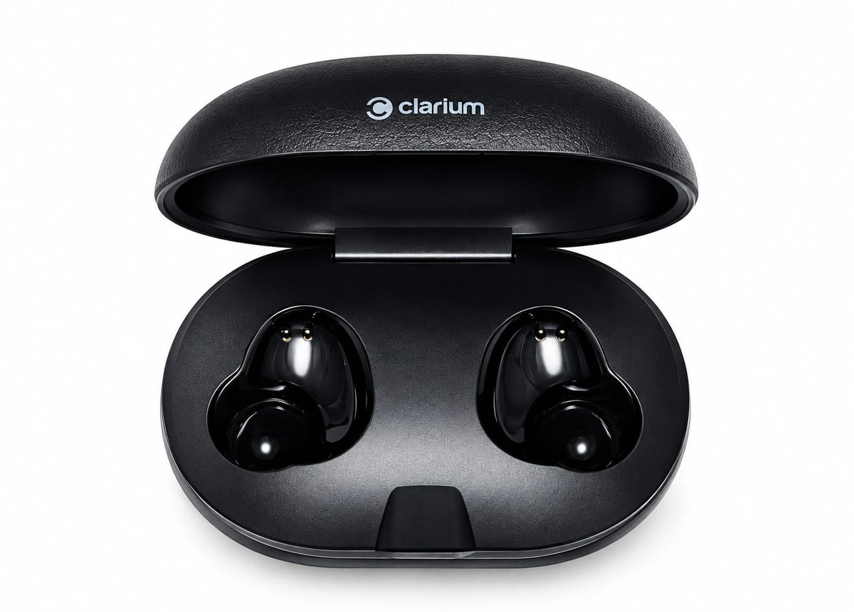 Clarium True Wireless Earbuds Black Music Calls Sport With Case