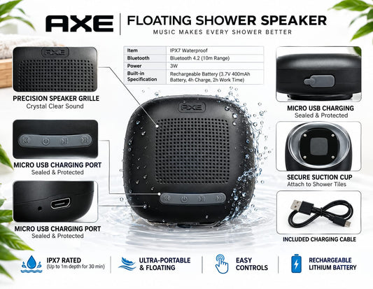 AXE Floating Shower Speaker Waterproof Bluetooth Speaker